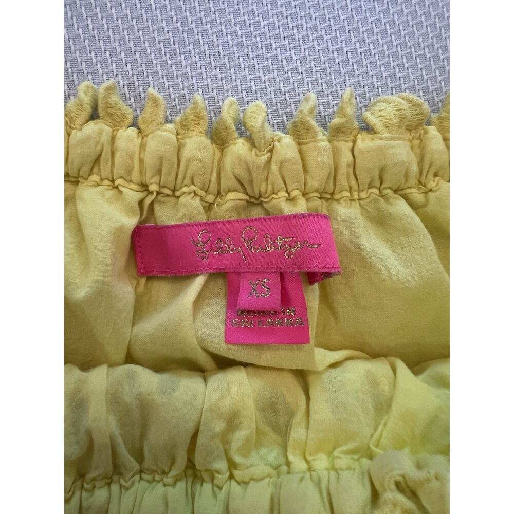 LILLY PULITZER Laurenne -off the shoulder -XS-Yellow-Pinwheel Eyelet-3/4 Sleeve - Picture 6 of 11